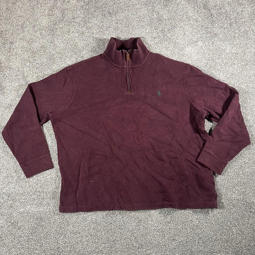 Polo Ralph Lauren Quarter Zip Pullover Mens XL Burgundy Pony Sweatshirt